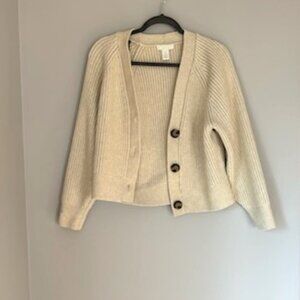 H&M Crop Cream Oversized Cardigan Large